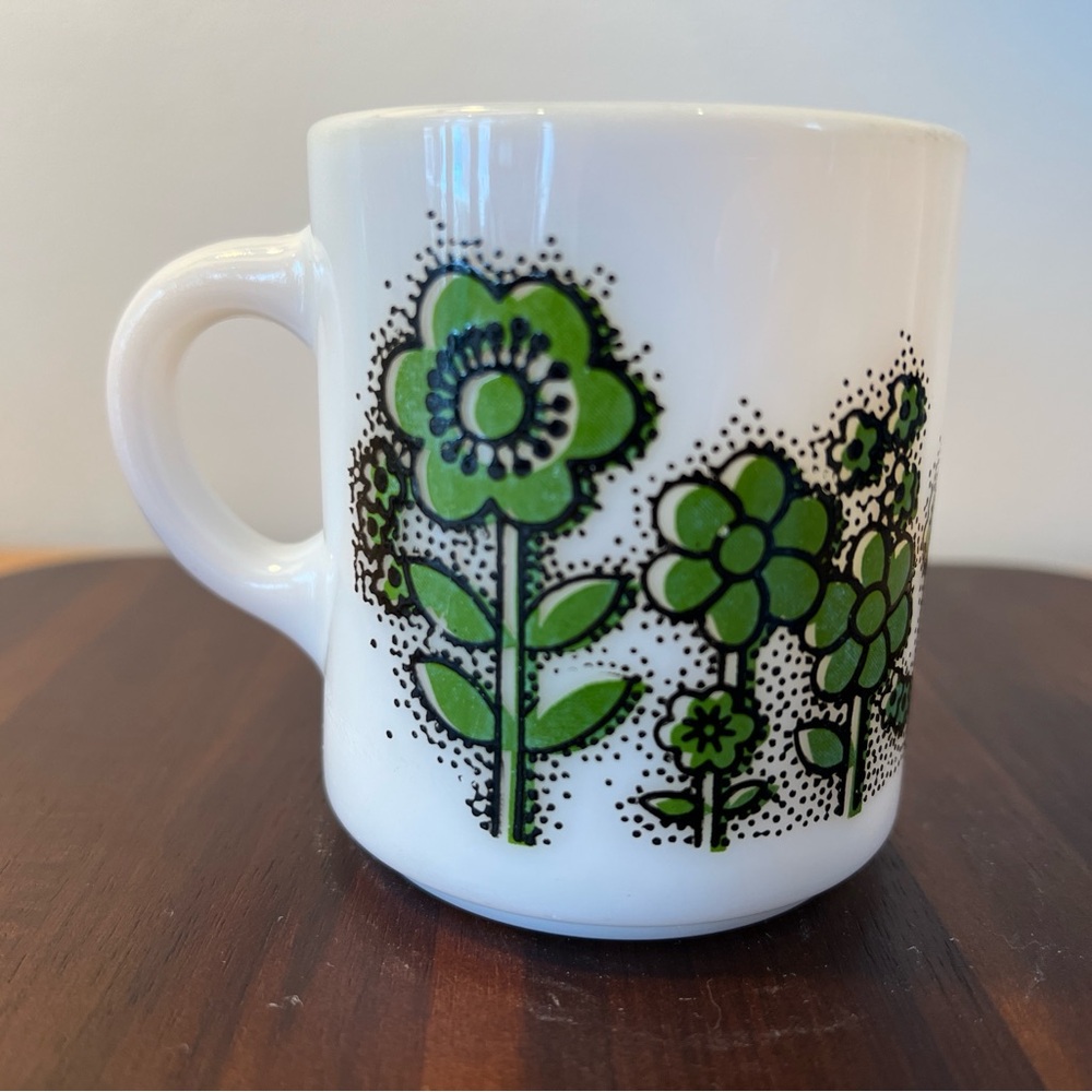 Vintage Retro Mod Milk Glass Mug by Hazel-Atlas Glass, USA